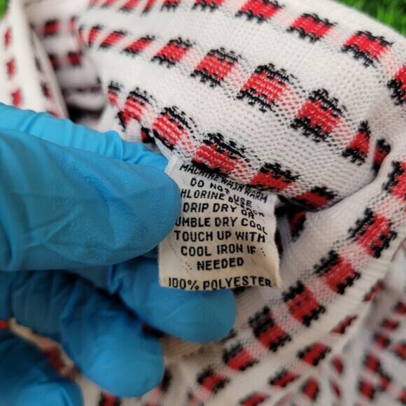 Vintage 70s Campus Dagger Collar Disco Shirt Medium 16 Geometric Print Op Art - Picture 10 of 10